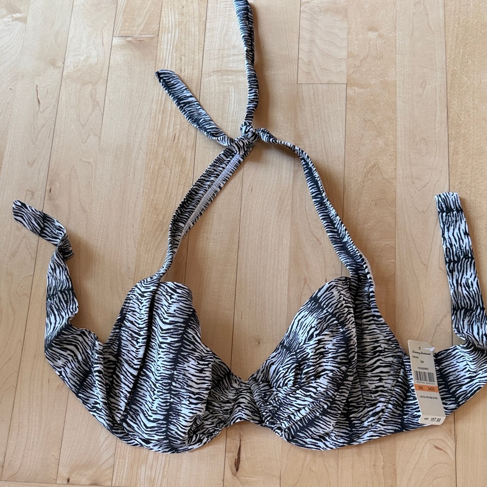 Tommy Bahama Black and White Zebra Print Bikini Top